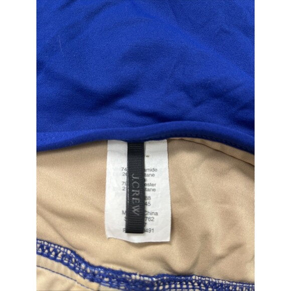 J. Crew Women Scalloped Halter One-Piece Cobalt Blue Swimsuit Sz‎ 10 - Picture 5 of 9